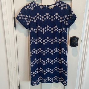 Blue and white eyelet dress